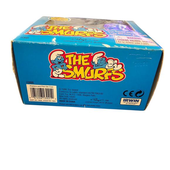 Vintage 1996 The Smurfs Pilot Smurf & Die Cast Airplane Play Set - New Old Stock - Picture 3 of 5
